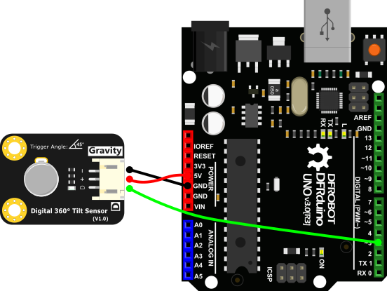 Gravity: Digital 360ﾰ Tilt Sensor Connection Diagram