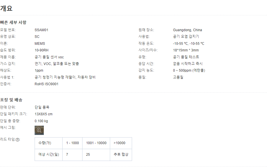 디지털 지능형 센서 VOC 공기 품질 센서 온도 및 습도 센서 모듈