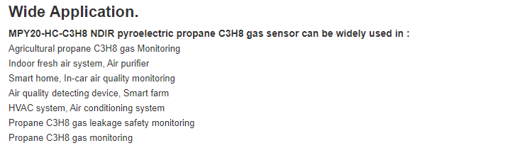 Dimethylmethane C3H8 가스 alkane NDIR 적외선 pyroelectric IR 검출기 센서