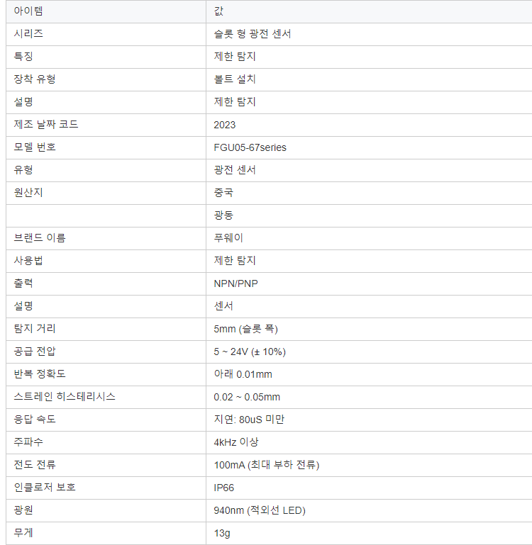 FUWEI 광전 제한 스위치 감지 센서 및 폭 검사 5mm 슬롯형 광전 센서