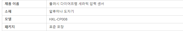플러시 다이어프램 기반 세라믹 압력 센서 수압 공압 세라믹 압력 센서 셀