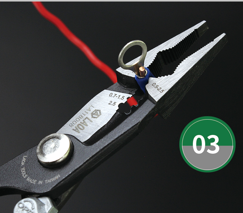 LAOA 8 inch Multitool 펜치 Cr-Mo 압착 도구 긴 코 조합 펜치 잠금 기능