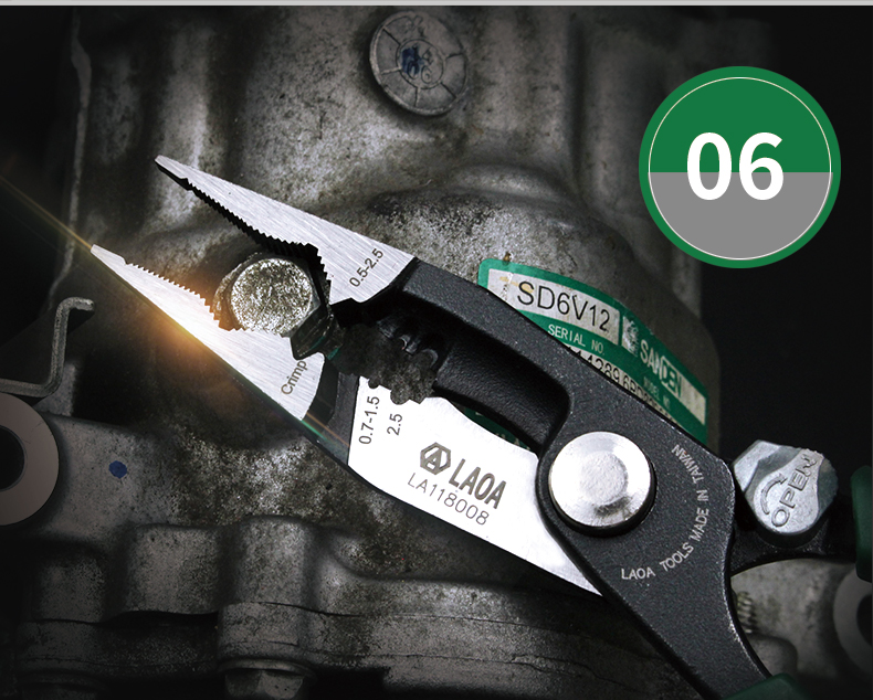 LAOA 8 inch Multitool 펜치 Cr-Mo 압착 도구 긴 코 조합 펜치 잠금 기능