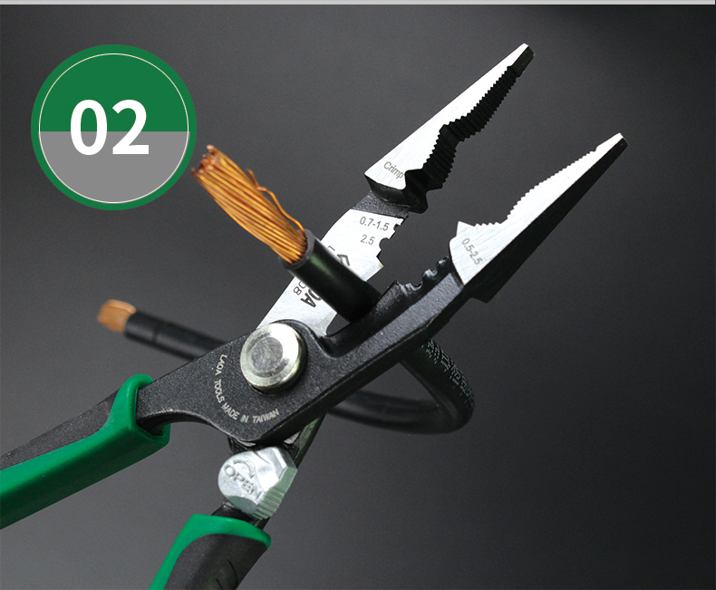 LAOA 8 inch Multitool 펜치 Cr-Mo 압착 도구 긴 코 조합 펜치 잠금 기능