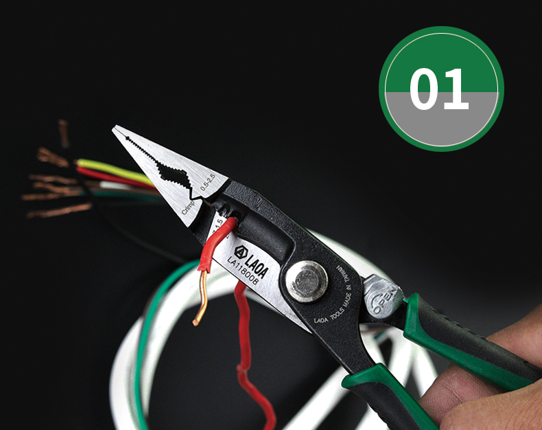 LAOA 8 inch Multitool 펜치 Cr-Mo 압착 도구 긴 코 조합 펜치 잠금 기능