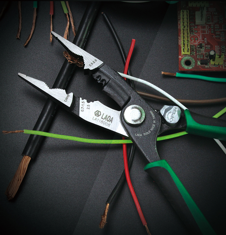 LAOA 8 inch Multitool 펜치 니퍼 조합 바늘 코 펜치 기능 잠금 기능