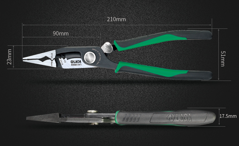 LAOA 8 inch Multitool 펜치 Cr-Mo 압착 도구 긴 코 조합 펜치 잠금 기능