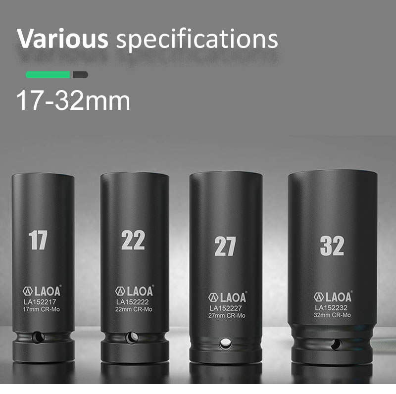 LAOA 1/2 "드라이브 딥 임팩트 렌치 소켓 헤드 어댑터 공압 전기 렌치 드릴용 육각 소켓 헤드 슬리브