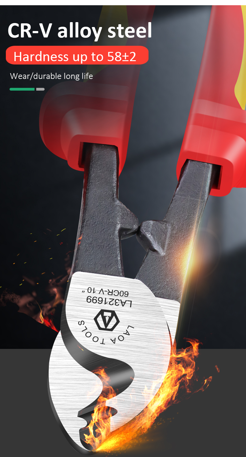 LAOA VDE 절연 케이블 가위 1000V 전기 충격에 대한 보호 와이어 스트리퍼 도구 케이블 가위 수동 도구