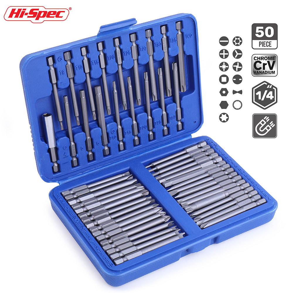 50 PC 여분의 길이 드라이버 비트 세트 정밀 마그네틱 비트 1/4 "육각 생크 수공구