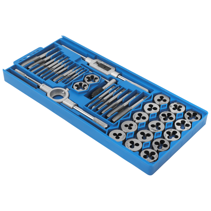 40pc 미터법 M3 - M12 탭 & 다이 스레드 절단, 가정용 DIY, 차고 및 작업장을 위한 태핑 및 핸들 도구 키트 세트