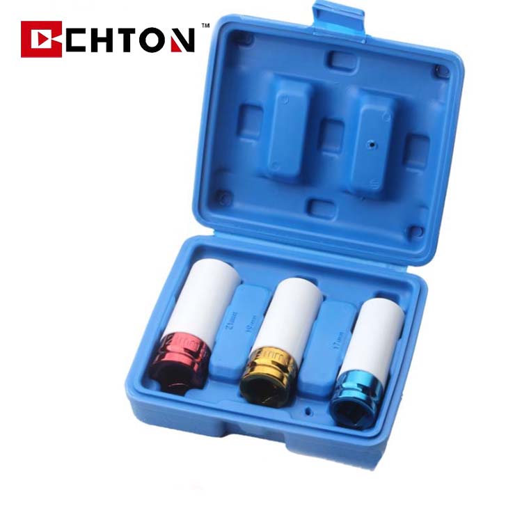 3 Pcs 도구 1/2 인치 깊은 미터 육각 비트 렌치 상자 충격 소켓 세트