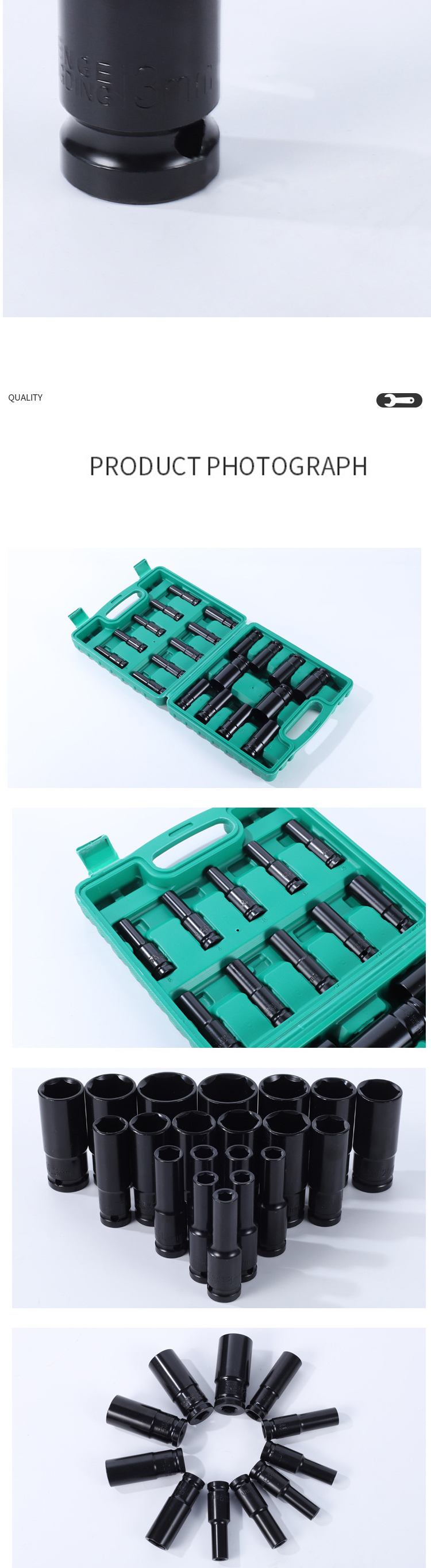 핫 세일 20 Pcs 8-32mm 고품질 1/2 크기 78 MM 길이 깊은 공기 충격 소켓 세트