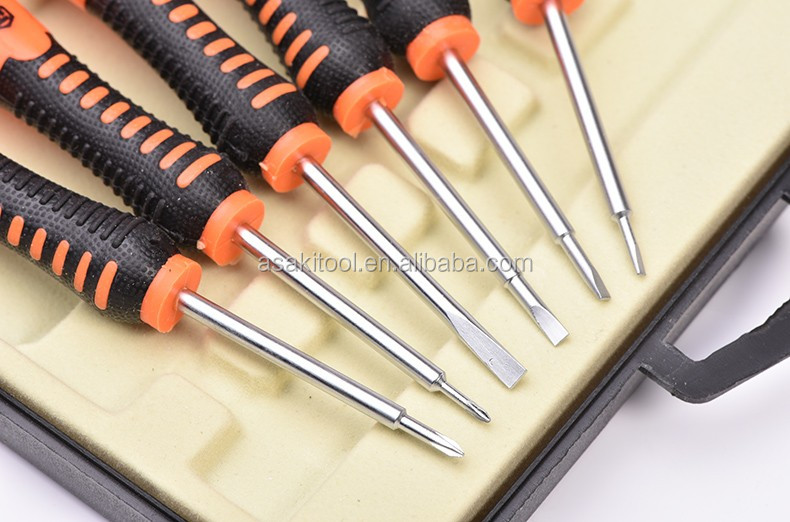 ASAKI AK-9074 6pcs 품질 합금 강철 정밀 드라이버 세트 고정 슬롯 필립 스크루 드라이버-1.2/2.0/2.2/3.0 + 1.5/2.0