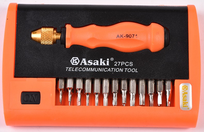 ASAKI AK-9071 품질 6150 CR-V 27pcs 컴퓨터 전화 수리 스크루 드라이버 세트 TPR 핸들 범용 사용 통신 도구