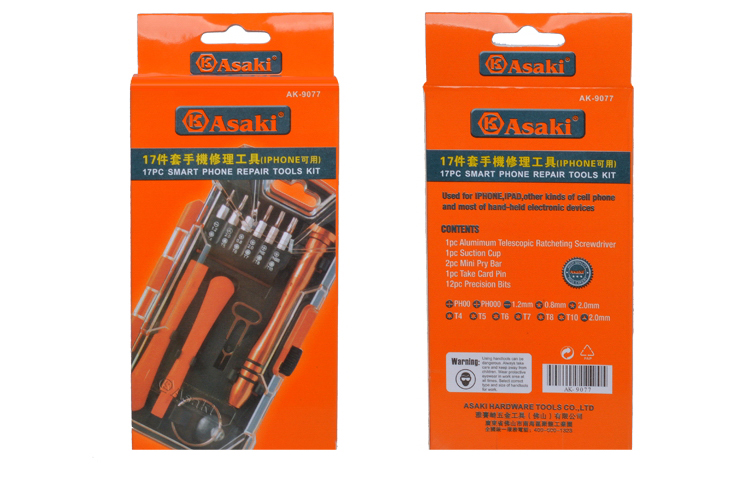 Asaki 17pcs 스마트 휴대 전화 수리 도구 키트 수리 도구