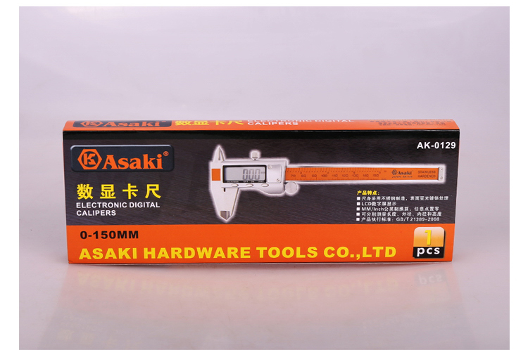 ASAKI AK-0129/AK-9210 스테인레스 스틸 LCD 정확한 전자 디지털 캘리퍼스 측정 도구 버니어 캘리퍼스 미터 제국 mm