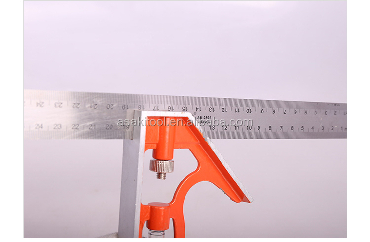 Asaki 12 인치 300mm 슬라이딩 조합 시도 사각형 눈금자 90 도 각도 눈금자 레벨 바이알
