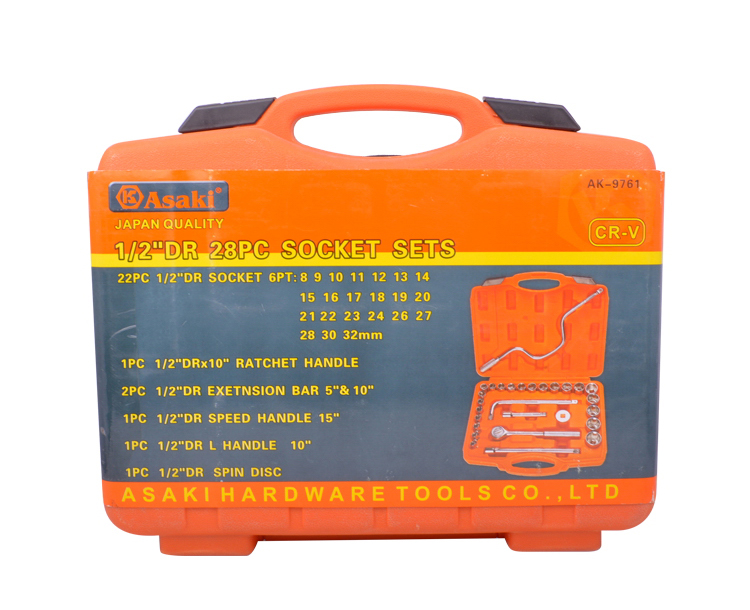 ASAKI 28pcs 전문 자동 수리 도구 세트 소켓 핸디 도구 세트 AK-9761