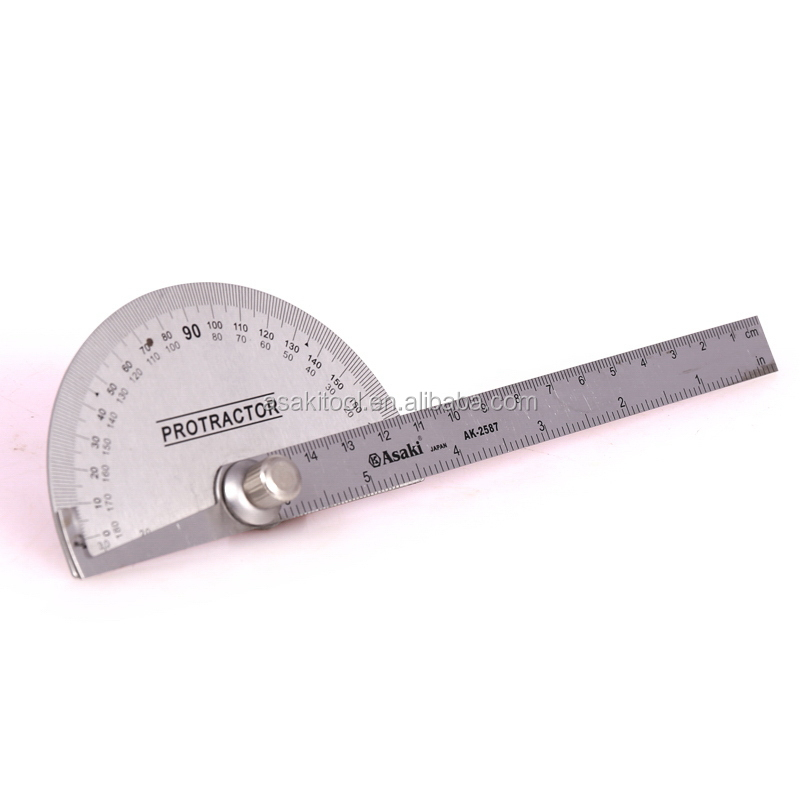 AK-2587 스테인레스 스틸 산업 학위 반 달 각도기 눈금자