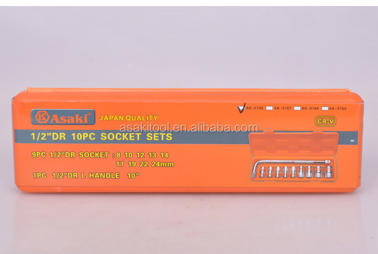 AK-9766 10 PCS 1/2 "DR. socket 렌치 세트