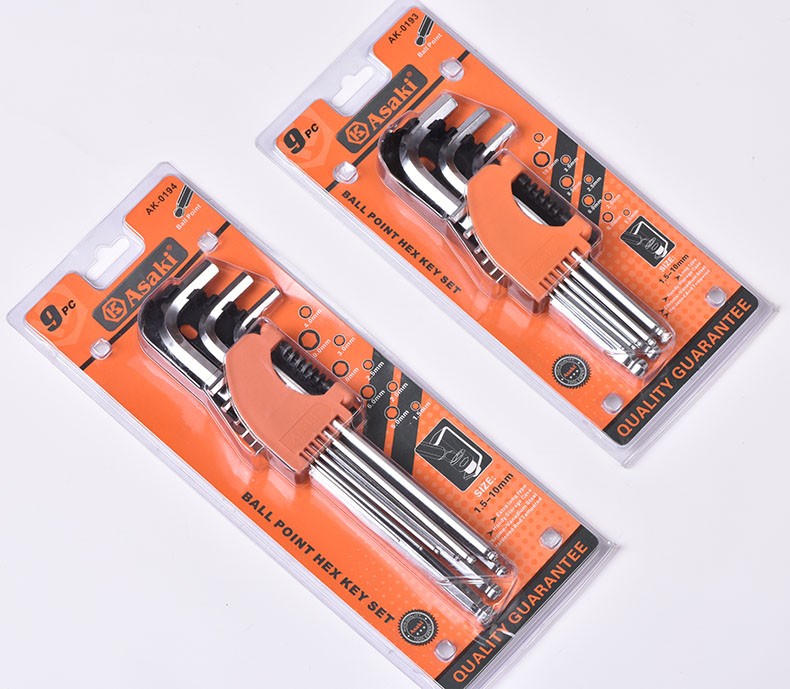 9pcs 여분의 긴 볼 포인트 육각 키 렌치 세트 AK-0194