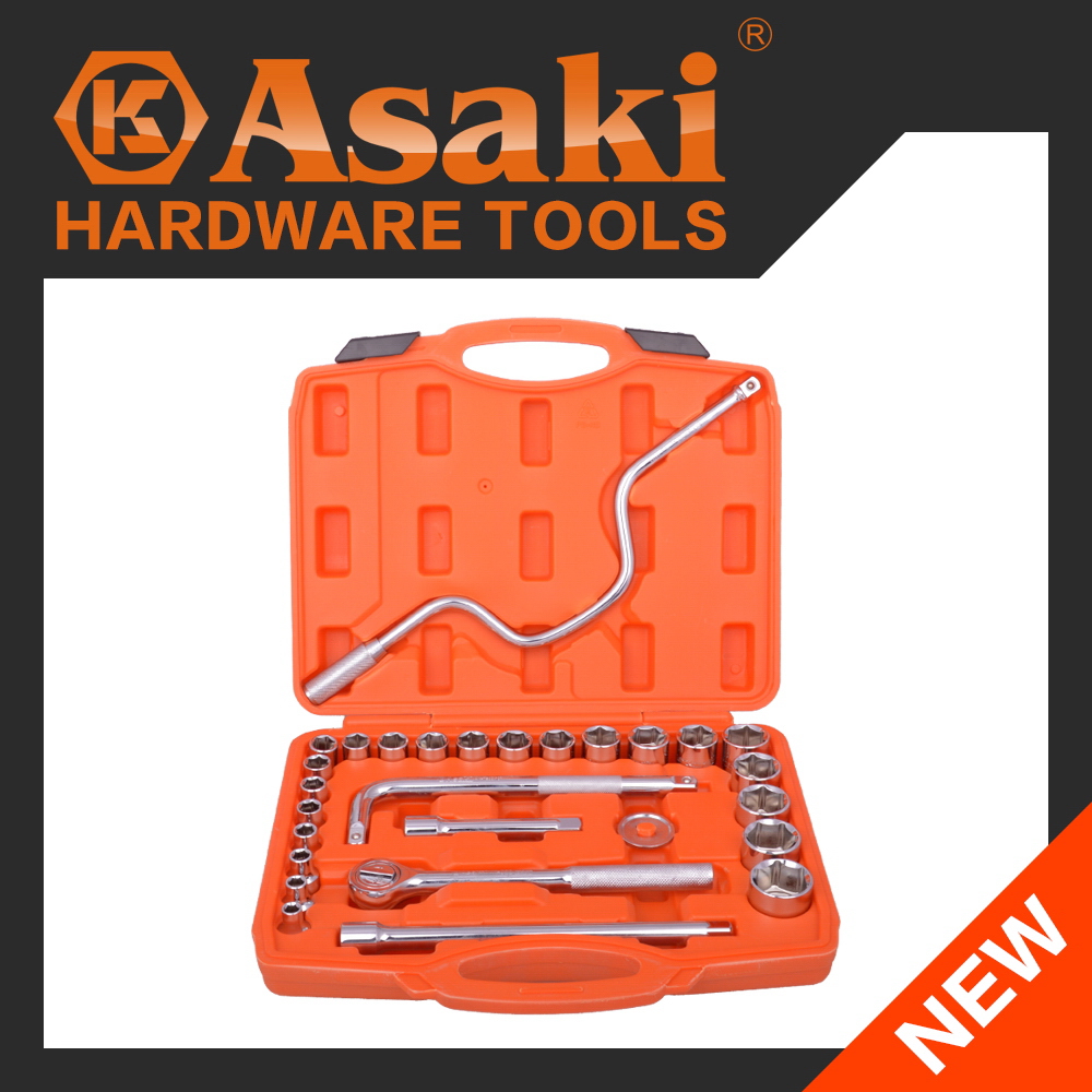 ASAKI 28pcs 전문 자동 수리 도구 세트 소켓 핸디 도구 세트 AK-9761