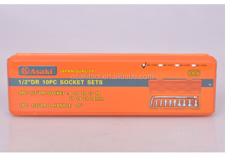 AK-9768 10 PCS CRV 1/2 "DR.socket 렌치 세트