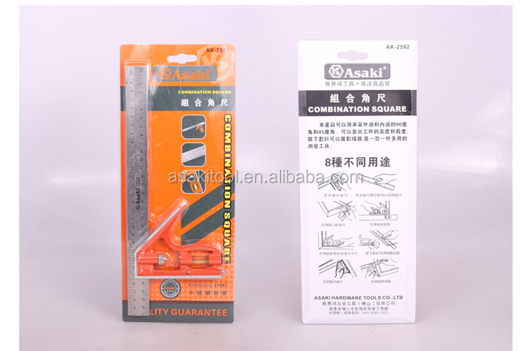 AK-2587 스테인레스 스틸 산업 학위 반 달 각도기 눈금자