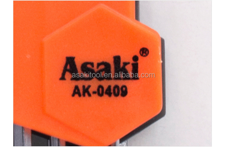 아사키 9pcs Cr-v 알렌 키 세트 육각 키 렌치 세트 AK-0409