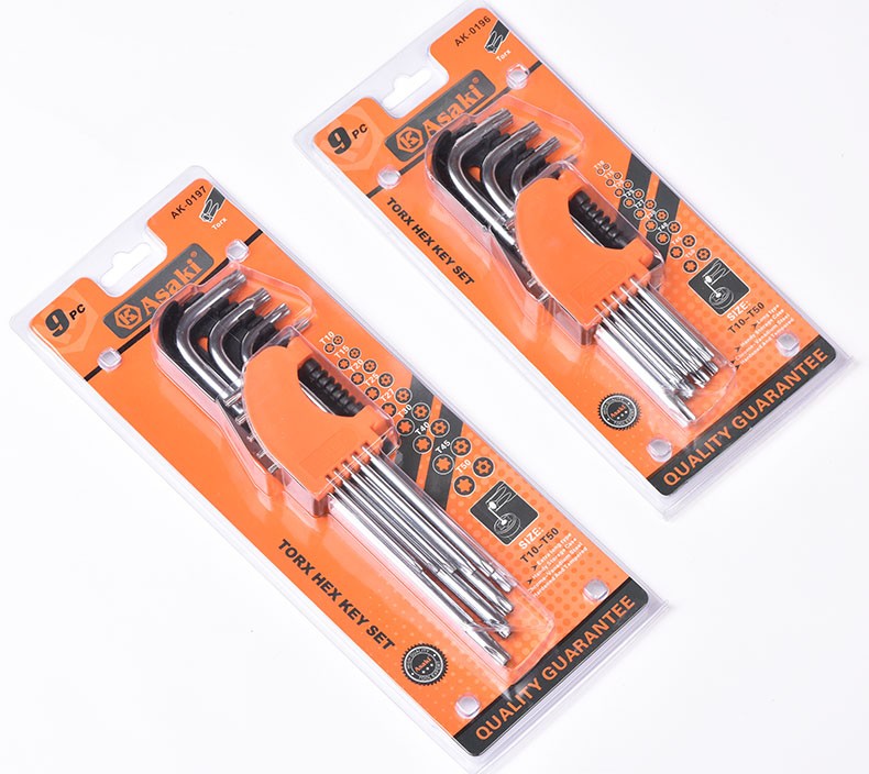 9pcs torx 육각 키 세트 렌치 세트 AK-0196