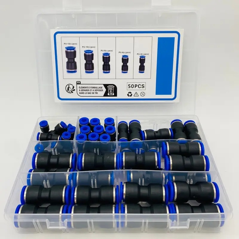 50PCS 공압 커넥터 직통 푸시인 빠른 분리 연결기 부품 크로스보드 조합 4 6 8 10 12 인터페이스 구경 4-12 [ZKA25-003]