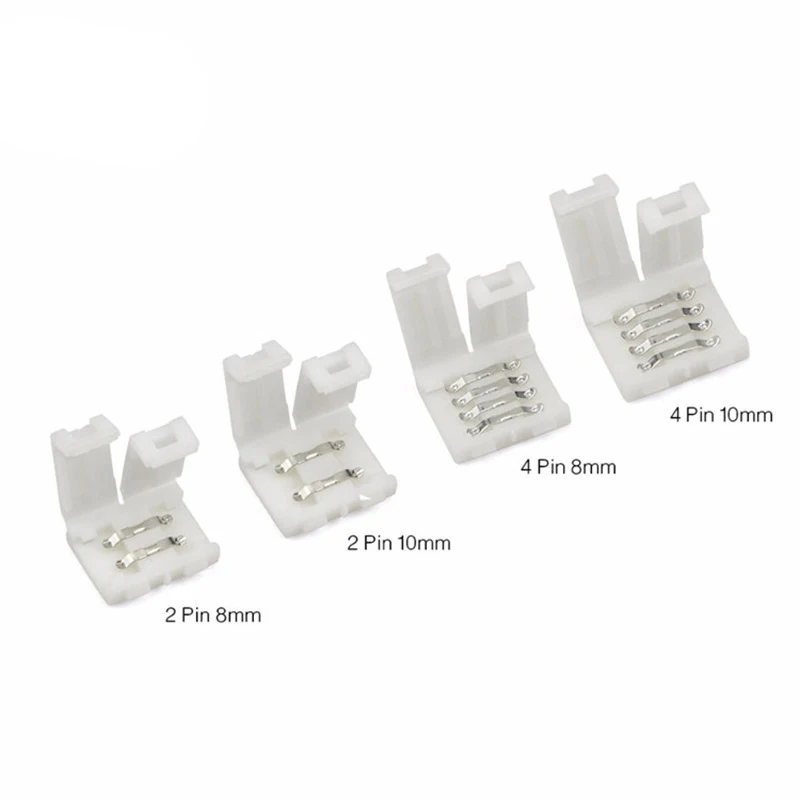 저압 LED 무용접 커넥터 나전 램프 스트립 빠른 연결 4PIN 10mm 50PCS [ZC006-004]