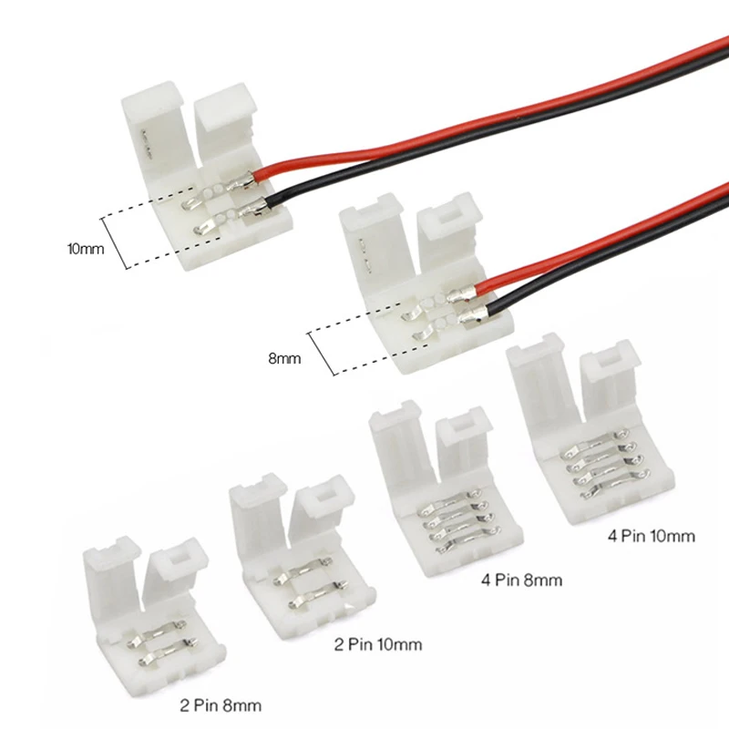 저압 LED 무용접 커넥터 나전 램프 스트립 빠른 연결 4PIN 8mm 50PCS [ZC006-003]