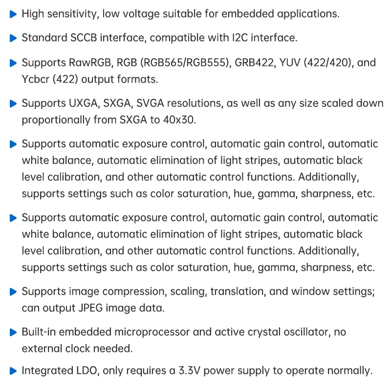 OV2640 카메라 모듈 (MC2640) 200만 화소 JPEG 출력 지원 STM32 소스 코드 포함 [ALIENTEK-25]