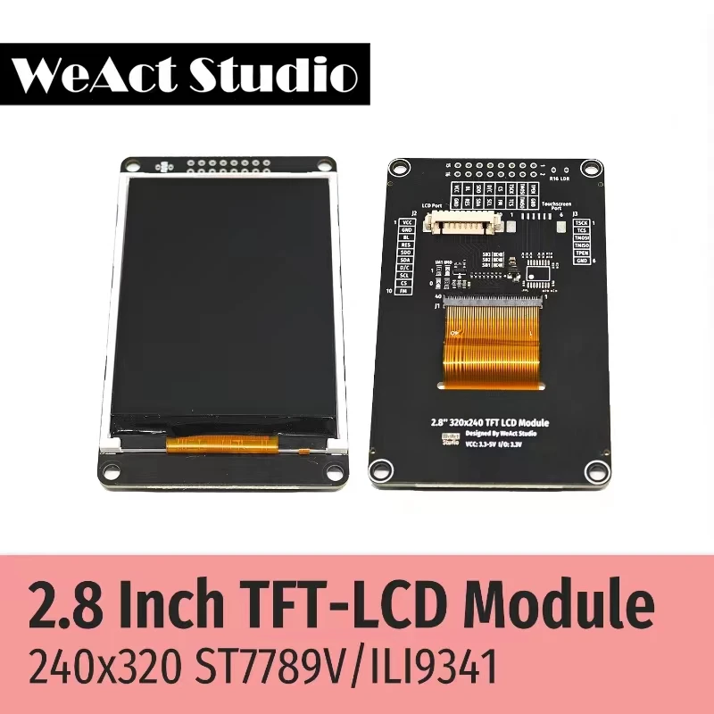 2.8 240x320 ILI9341 ST7789V 디스플레이 화면 터치 XPT2046 터치 없음 자동 밝기 조정 기능이있는 2.8 인치 SPI LCD TFT 모듈 [WeAct Studio-046]