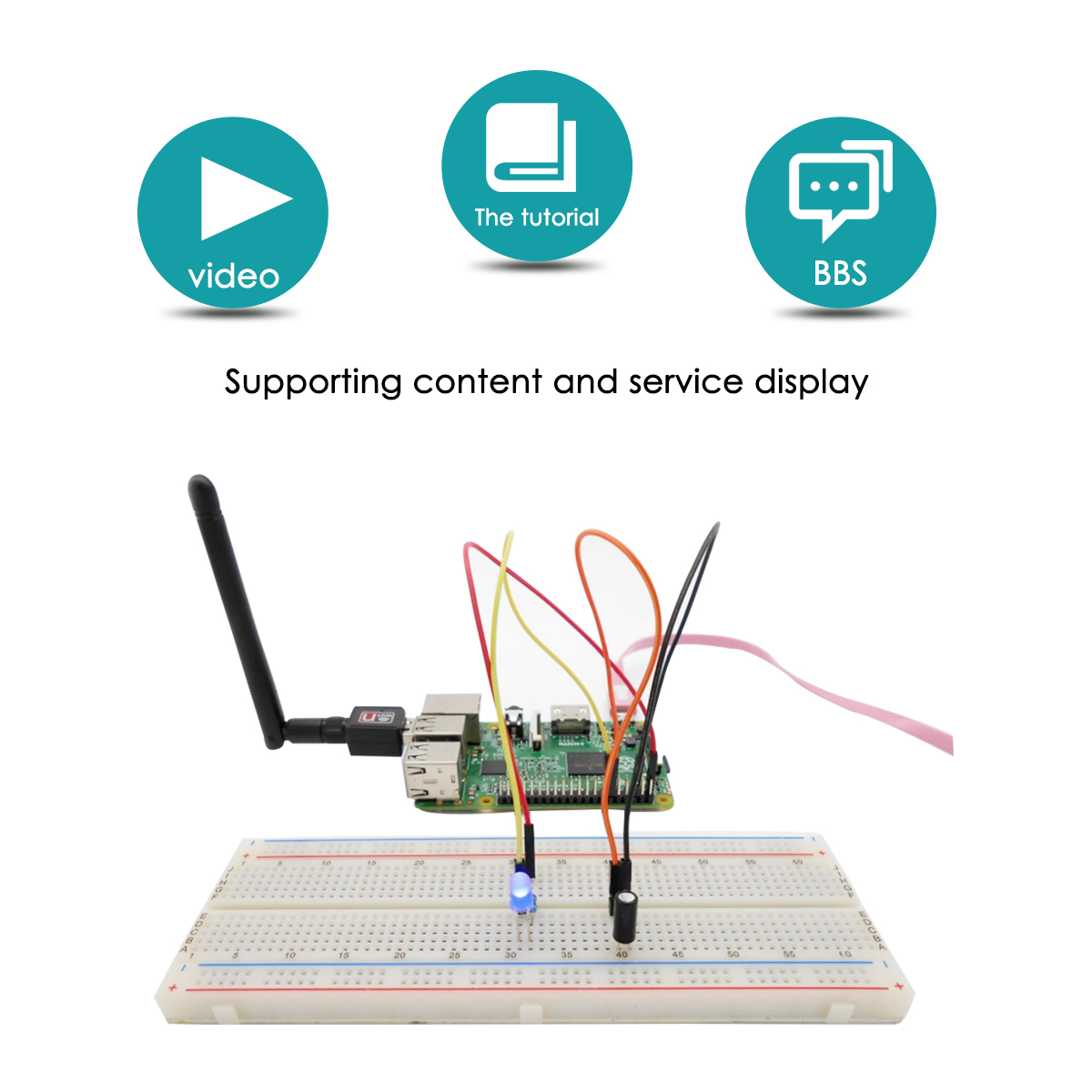 ADR004 PDF 가이드북 40핀 GPIO 보드가 포함된 라즈베리 파이 4 3 2 모델 B/B+ 파이썬용 심층 RFID 스타터 키트 [Adeept-015]