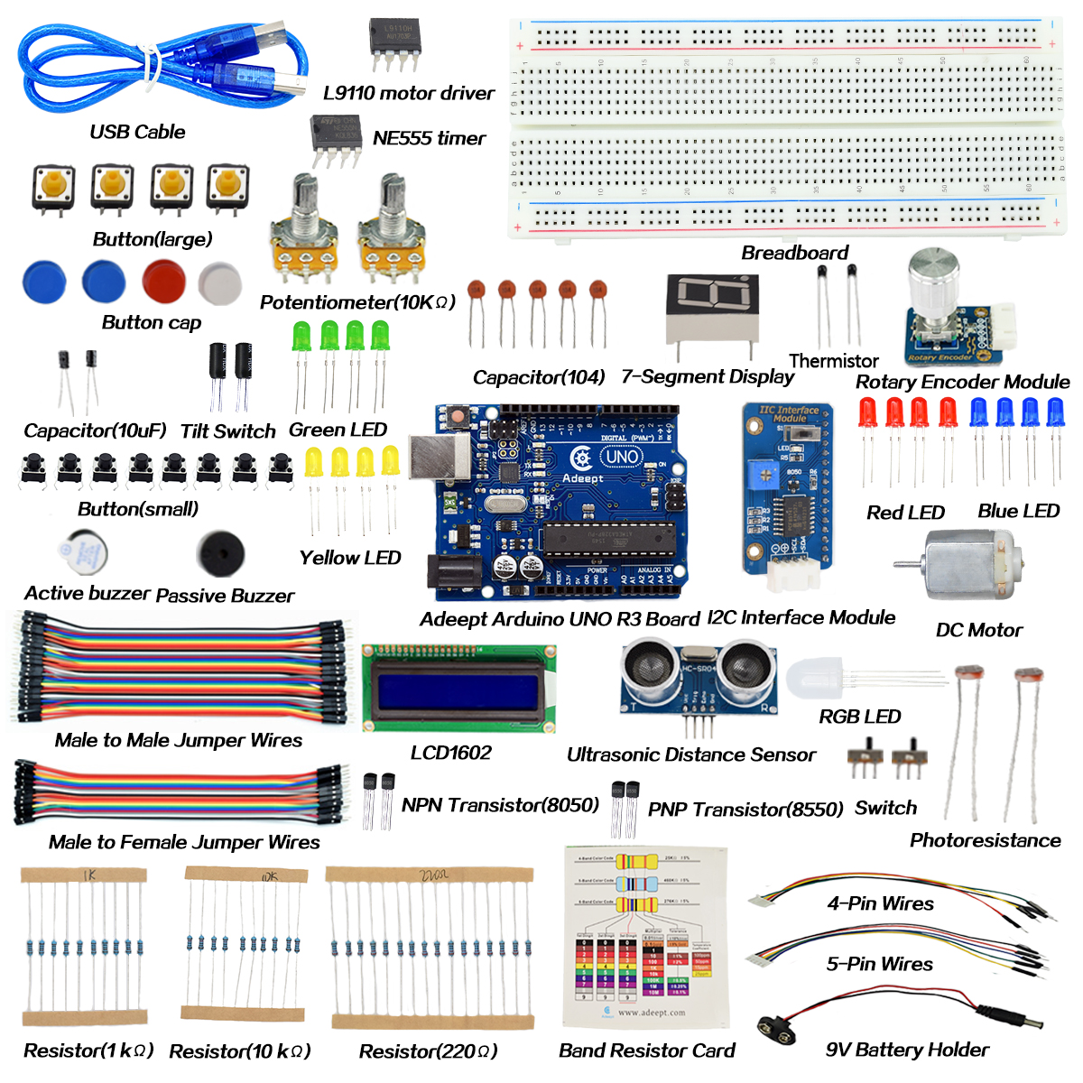 ADA029 27개의 프로젝트와 I2C IIC LCD1602 아두이노 스타터 키트  상세 매뉴얼이 포함된 아두이노 UNO R3용 딥 프라이머리 스타터 키트[Adeept-023]