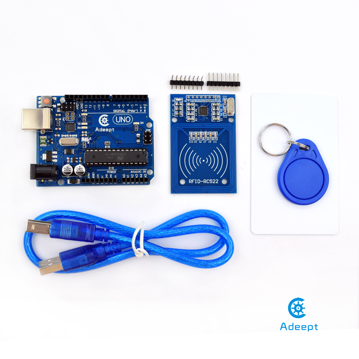 ADA006 아두이노 UNO R3를 위한 심층 RFID 스타터 키트를 알고 활용하는 방법, 서보 RC522 RFID 모듈 PS2 조이스틱 학습 키트, 가이드북 포함 [Adeept-033]