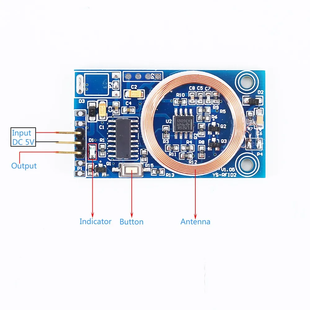 DC 12V 125KHz RFID 신호 테스터 하이 레벨 신호 출력 ID 카드 감지기 자동 잠금 인칭 모드 지원 TK4100 [ZTJ68-013]