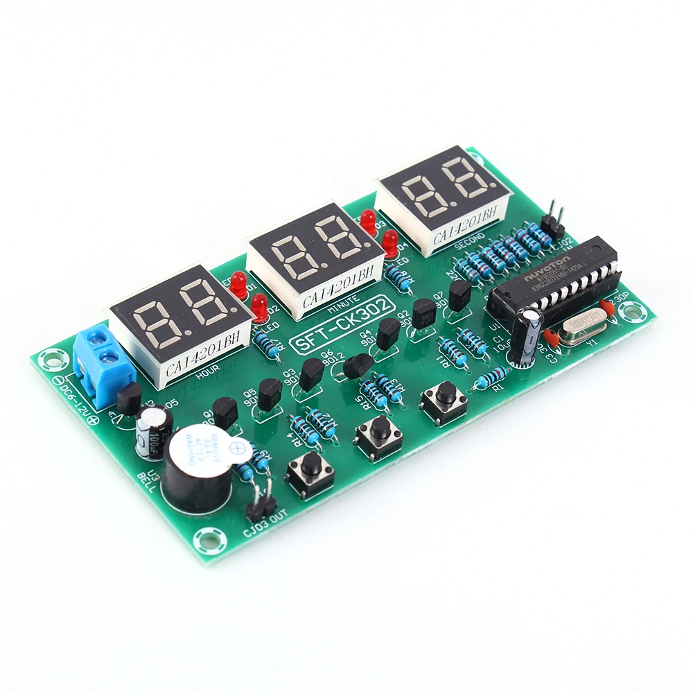 AT89C2051 51 싱글칩 기반 6자리 디지털 전자시계 DIY 키트 (다기능 조립용 부품 세트) [ZTI45-014]