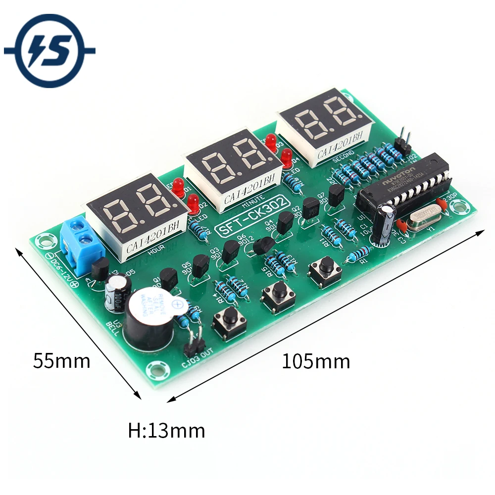 AT89C2051 51 싱글칩 기반 6자리 디지털 전자시계 DIY 키트 (다기능 조립용 부품 세트) [ZTI45-014]