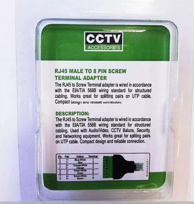 RJ45 이더넷 남성 8 핀 AV 터미널 나사 어댑터 블록 플러그 CCTV 액세서리 커넥터