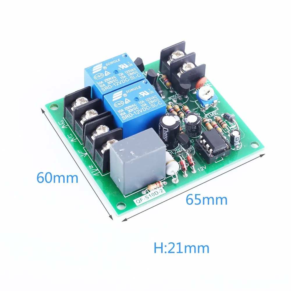 AC 220V 10A 2 채널 2CH 전원 시간 시퀀스 보드 1-60S 조정 가능한 순차 컨트롤러 모듈 순차 시작 역방향 정지 [ZTA179-151]