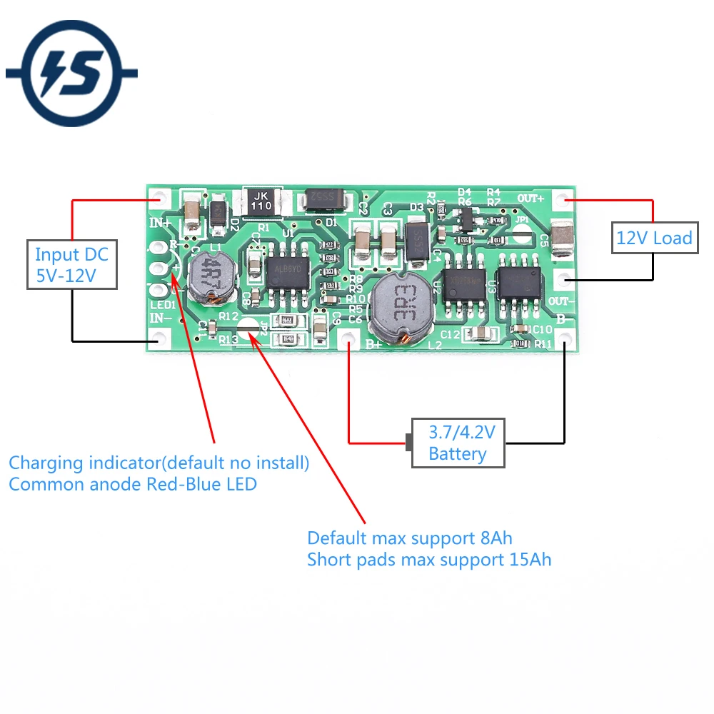 3.7V 폴리머 18650 리튬배터리 5V 1A UPS 무정전 전원모듈 역접속 보호 경로 모니터링 [ZTA179-155]