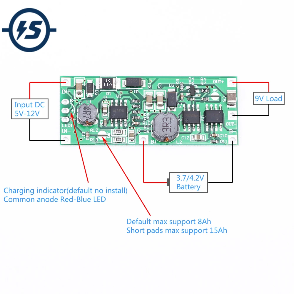 3.7V 폴리머 18650 리튬배터리 5V 1A UPS 무정전 전원모듈 역접속 보호 경로 모니터링 [ZTA179-155]