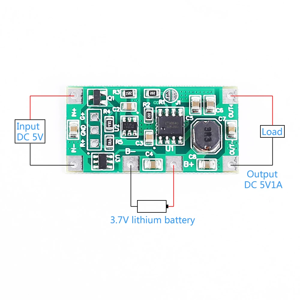 3.7V 폴리머 18650 리튬배터리 5V 1A UPS 무정전 전원모듈 역접속 보호 경로 모니터링 [ZTA179-155]