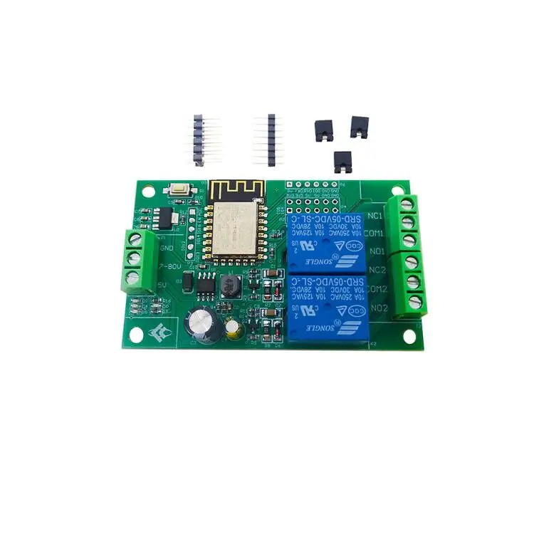 듀얼 릴레이 모듈 ESP-12F 개발 보드 전원 공급 장치 2 차 개발 ESP8266WIFI 5V 8-80V [ZTF113-018]