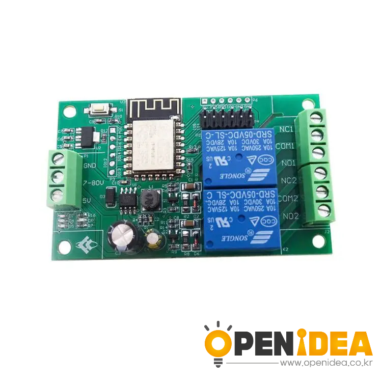 듀얼 릴레이 모듈 ESP-12F 개발 보드 전원 공급 장치 2 차 개발 ESP8266WIFI 5V 8-80V [ZTF113-018]