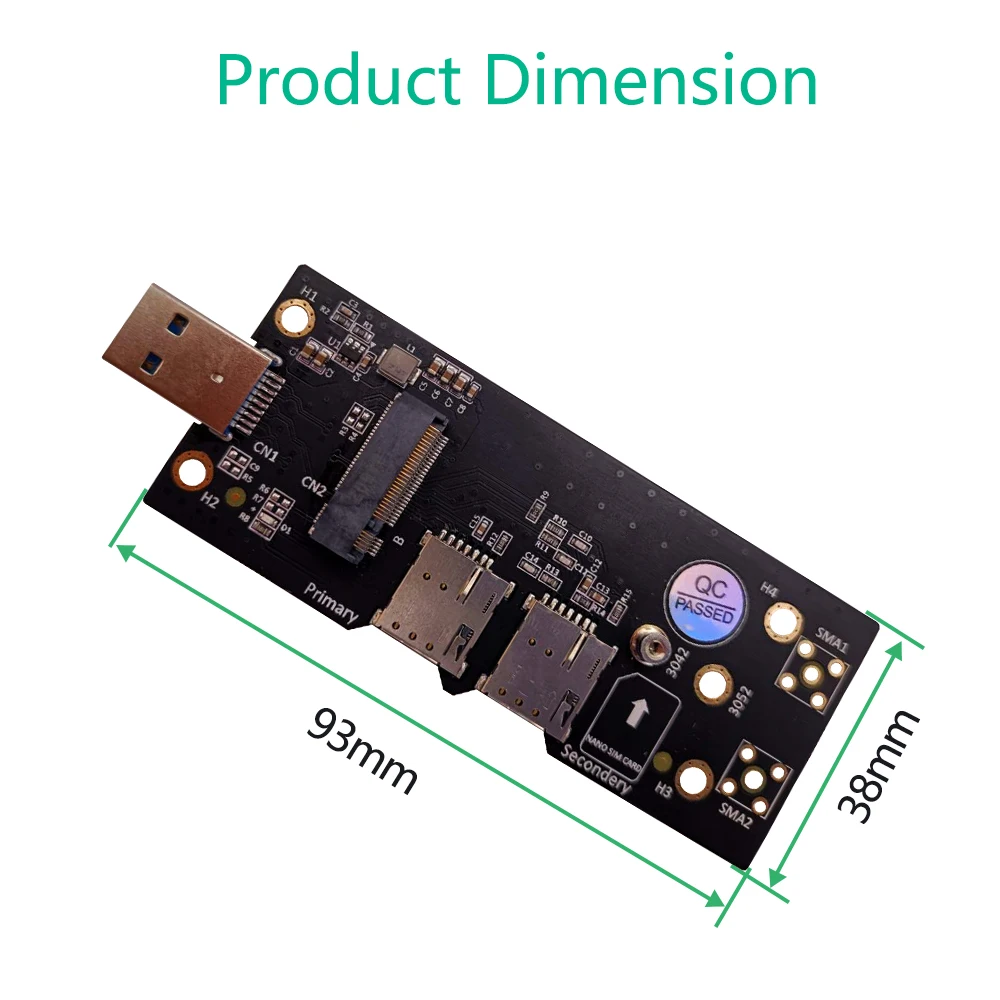 M.2 to USB3.0 변환 모듈 (듀얼 SIM 카드 슬롯+3G 4G 5G LTE 모뎀 지원) RM500Q 개발 보드 [ZTX101-203]